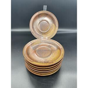 Iron Mountain Stoneware Roan Set of 7 Saucers 6.25"